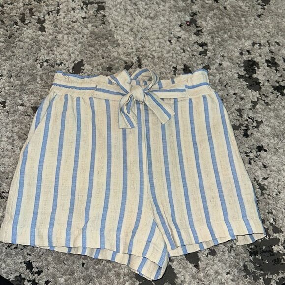 ZARA | Blue/White | STRIPED BELTED SHORTS - Picture 11 of 12